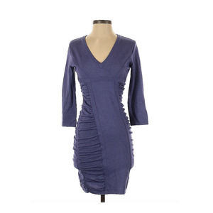 Diane von Furstenberg Purple Wool & Silk Blend Catava Dress Ruched Classic